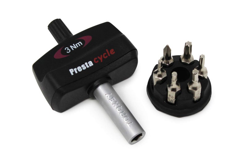 Prestacycle Mini TorqKey – 3Nm Preset Torque Tool with 6 S2 Steel Bits & Holder – Accurate, Compact, Unscrew-Safe – For Bike Maintenance, Torque Wrench for Pre-set Hex, Torx, Phillips Bolts - Image 1