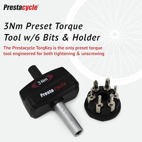 Prestacycle Mini TorqKey – 3Nm Preset Torque Tool with 6 S2 Steel Bits & Holder – Accurate, Compact, Unscrew-Safe – For Bike Maintenance, Torque Wrench for Pre-set Hex, Torx, Phillips Bolts - Image 2