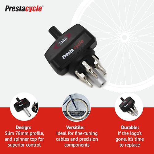 Prestacycle Mini TorqKey – 3Nm Preset Torque Tool with 6 S2 Steel Bits & Holder – Accurate, Compact, Unscrew-Safe – For Bike Maintenance, Torque Wrench for Pre-set Hex, Torx, Phillips Bolts - Image 4