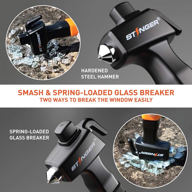 STINGER Super Duty Car Emergency Escape Tool, Hardened Carbon Steel Vehicle Safety Hammer, Spring Loaded Window Breaker, Razor Sharp Seat Belt Cutter, Auto Accident Life-Saving Rescue Tool (Black) - Image 3