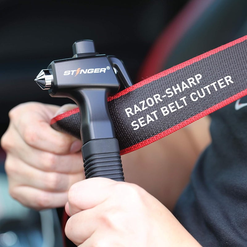 STINGER Super Duty Car Emergency Escape Tool, Hardened Carbon Steel Vehicle Safety Hammer, Spring Loaded Window Breaker, Razor Sharp Seat Belt Cutter, Auto Accident Life-Saving Rescue Tool (Black) - Image 4