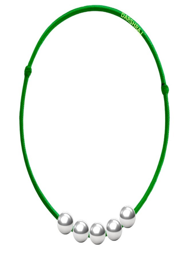 DARSHRAJ Handmade Green Thread Anklet with 5 Sterling Silver Balls | 925 Silver Jewelry for Women & Girls - Image 1