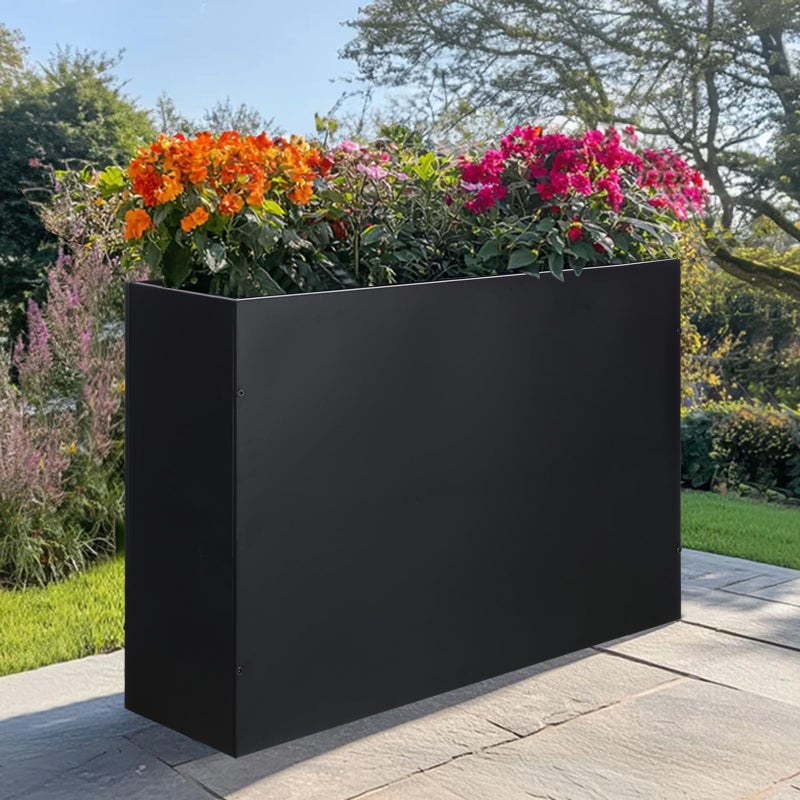 SUNNYPARK Large Metal Planter Box 32â€x 12â€x 24â€, Rectangular Modern Black Metal Planter Box Heavy Duty with Drainage Holes for Outdoor Garden Patio - Image 4