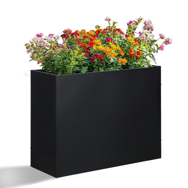 SUNNYPARK Large Metal Planter Box 32â€x 12â€x 24â€, Rectangular Modern Black Metal Planter Box Heavy Duty with Drainage Holes for Outdoor Garden Patio - Image 1