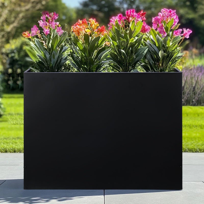 SUNNYPARK Large Metal Planter Box 32â€x 12â€x 24â€, Rectangular Modern Black Metal Planter Box Heavy Duty with Drainage Holes for Outdoor Garden Patio - Image 5
