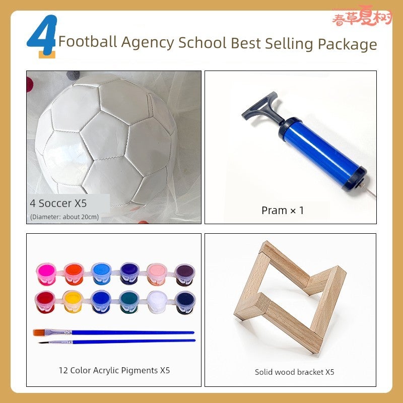 Olympic pure white football painting handmade DIY material package children adult painting graffiti activity warm-up parent-child - Image 1