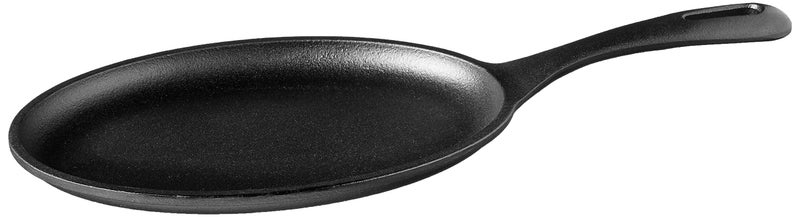 Victoria Cast Iron Fajita Skillet Black Oval Cast Iron Serving Platter Made in Colombia