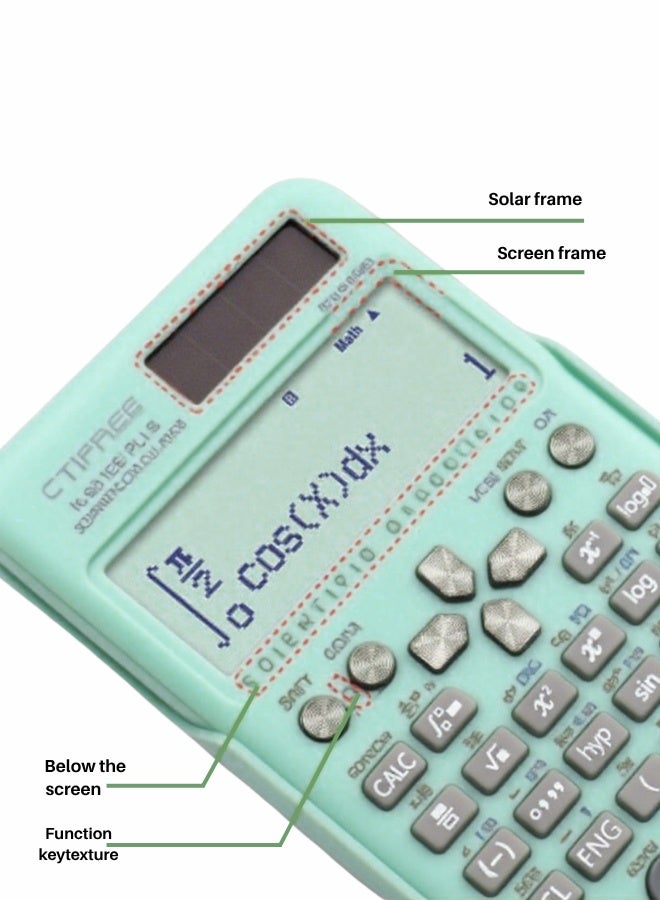 CTIFREE Scientific Calculator Fx-991ex Plus Second Edition, 417 Functions Scientific Calculator, Standard Scientific Calculator for Students/Teachers/Schools - Green - Image 3