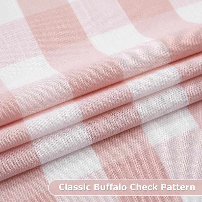 Jubilantex Buffalo Check Semi Sheer Curtain Panels Pink White Gingham Curtains Farmhouse Grommet Window Drapes for Living Room Bedroom 40"x84",2 Panels - Image 5