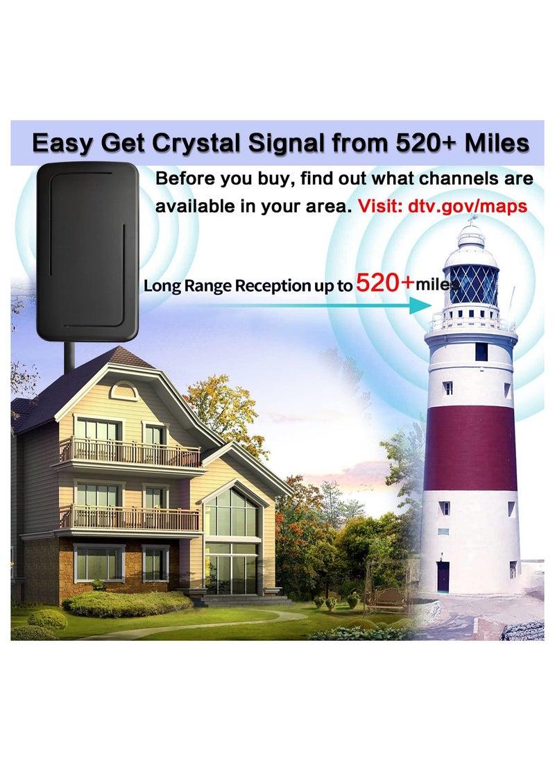SYOSI - TV Antenna, TV Antenna for Smart TV Indoor Long 520+ Miles Range Support 8K 4K 1080p All TV's VHF UHF, Powerful TV Antenna Indoor with Signal Booster 23ft Coax HDTV Cable/AC Adapter 360°Reception - Image 1