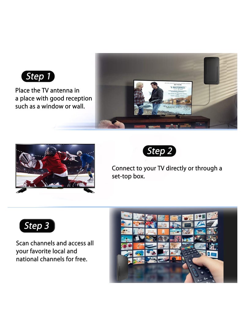 SYOSI - TV Antenna, TV Antenna for Smart TV Indoor Long 520+ Miles Range Support 8K 4K 1080p All TV's VHF UHF, Powerful TV Antenna Indoor with Signal Booster 23ft Coax HDTV Cable/AC Adapter 360°Reception - Image 1