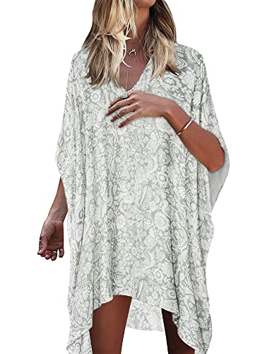 Moss Rose Women's Swimsuit Cover up Beach Kaftan for Bathing Suit with Floral Pattern - Image 4
