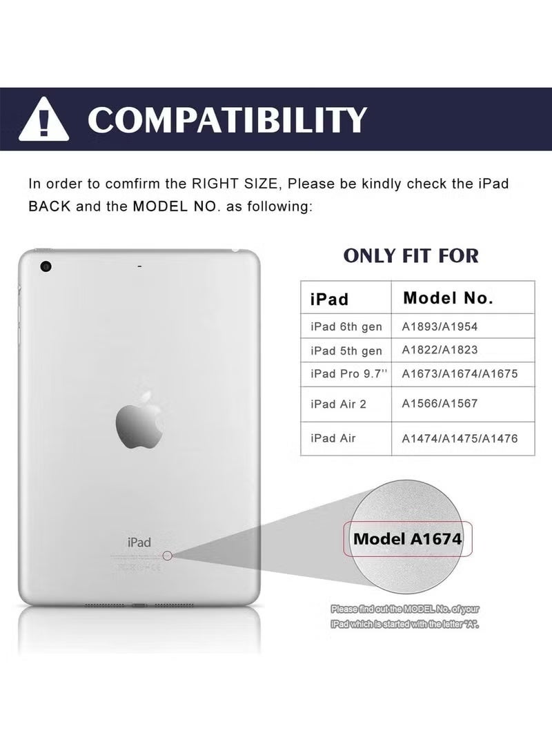 أوميكسبرو حافظة لجهاز iPad Pro مقاس 9.7 بوصة مزودة بلوحة مفاتيح لأجهزة iPad من الجيل السادس 2018 وأجهزة iPad من الجيل الخامس 2017 وأجهزة iPad Air 2/Air 1 مزودة بلوحة مفاتيح لاسلكية قابلة للفصل وتقنية بلوتوث، لون أسود - Image 2