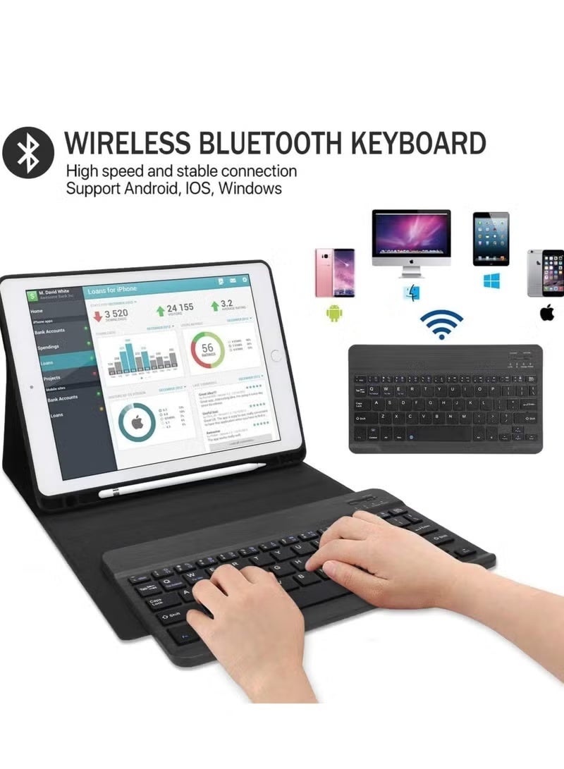 أوميكسبرو حافظة لجهاز iPad Pro مقاس 9.7 بوصة مزودة بلوحة مفاتيح لأجهزة iPad من الجيل السادس 2018 وأجهزة iPad من الجيل الخامس 2017 وأجهزة iPad Air 2/Air 1 مزودة بلوحة مفاتيح لاسلكية قابلة للفصل وتقنية بلوتوث، لون أسود - Image 3