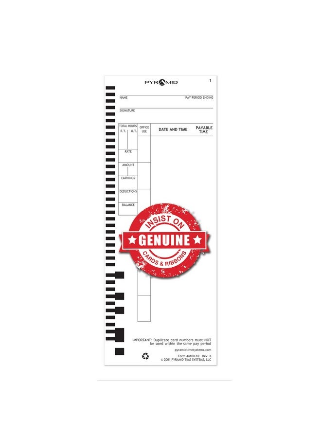 Pyramid Time Systems Pyramid™ 30% Recycled Time Cards For Pyramid Models 4000 & 5000, 9" X 3 1/2", Pack Of 100  - Image 3