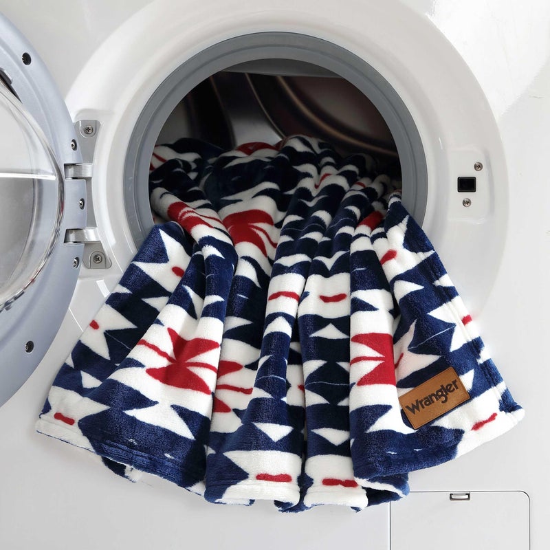 Wrangler - Throw Blanket  Soft Plush Fleece Bedding  Yellowstone Inspired  Western Decor for Bed or Couch (Navajos Blue  50"" x 70"") - Image 5