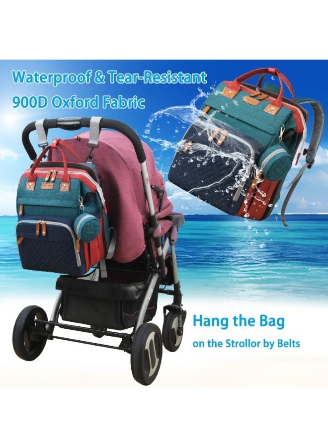 ASIV Baby Diaper Bag with Changing Pad – Waterproof, large-capacity diaper bag, perfect for moms and dads, with USB charging port and stroller straps. Baby shower gift. (RGB – likely refers to color options or lighting feature, please confirm) - Image 4
