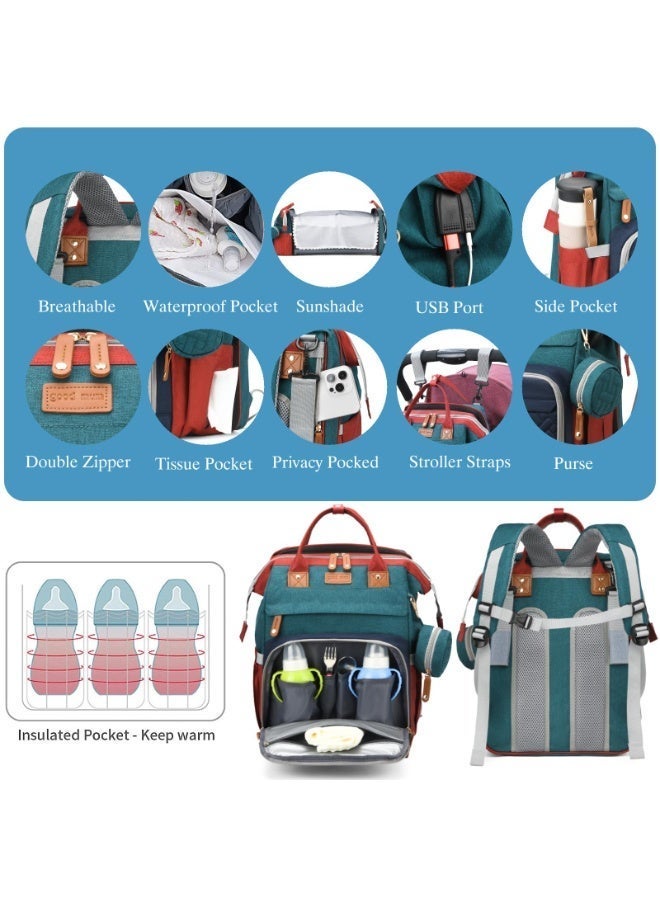 ASIV Baby Diaper Bag with Changing Pad – Waterproof, large-capacity diaper bag, perfect for moms and dads, with USB charging port and stroller straps. Baby shower gift. (RGB – likely refers to color options or lighting feature, please confirm) - Image 3