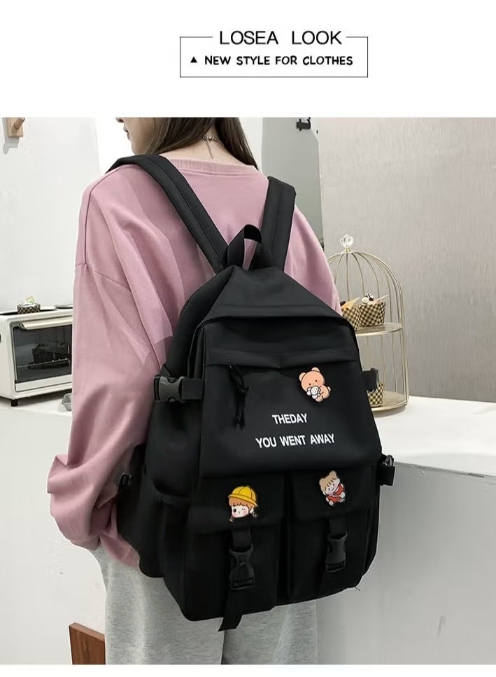 SKT Shiketro Girl Schoolbags, Fashionable Campus Student Backpacks 30*42*12CM + Handbags 31*28*5CM + Shoulder Bags 18*1*23CM + Pencil Cases 20*4*5CM + Coin Bags Five-piece Set - Image 3