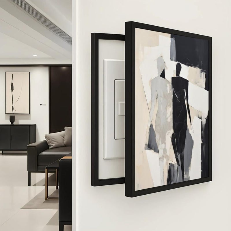 Marktna Canvas panel for covering the electrical panel with an abstract design, measuring 100x70 cm and with a hollow frame. - Image 1