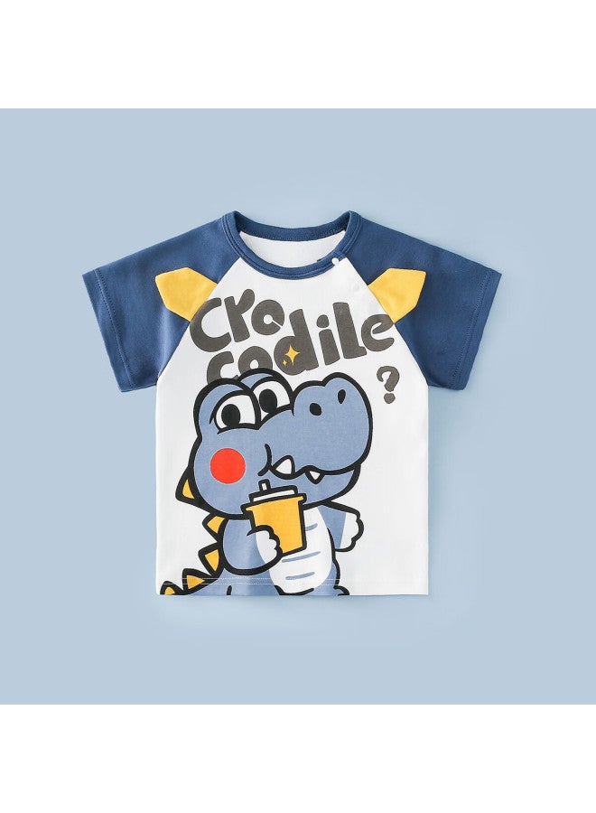 Doxiluka Duoxilu Children'S Summer T-Shirt, Lightweight And Breathable, Short-Sleeved Top For Boys And Girls, Outdoor Wear, 110Cm, Big Dinosaur - Molan - Image 1