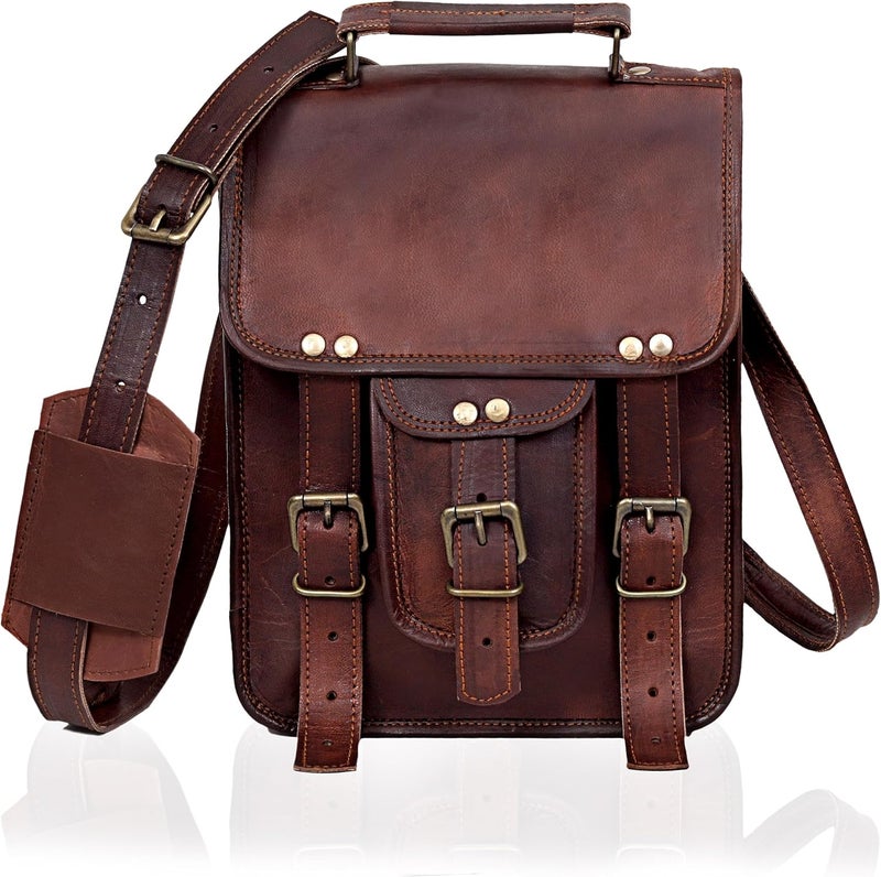 cuero Vintage Genuine Leather iPad/Tablet/tab/Kindle Satchel Cross Body Shoulder Messenger Bag - Image 4