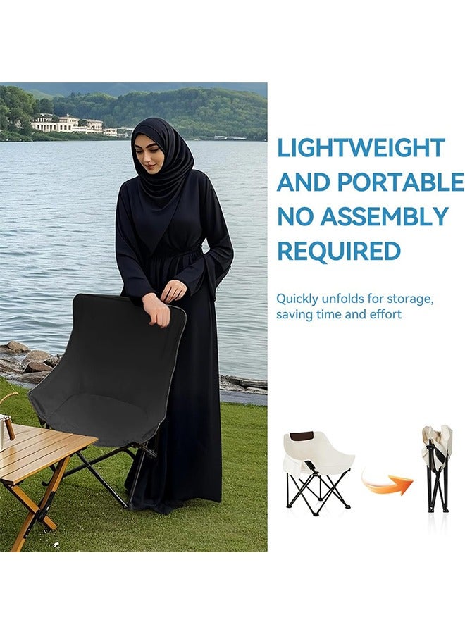 Generic Heavy Duty Folding Camping Chairs with Side Pockets, Lightweight and Portable, Supports up to 200Kg for Fishing, Camping, Picnics, BBQs, Beach Outdoor Activities -Black - Image 4