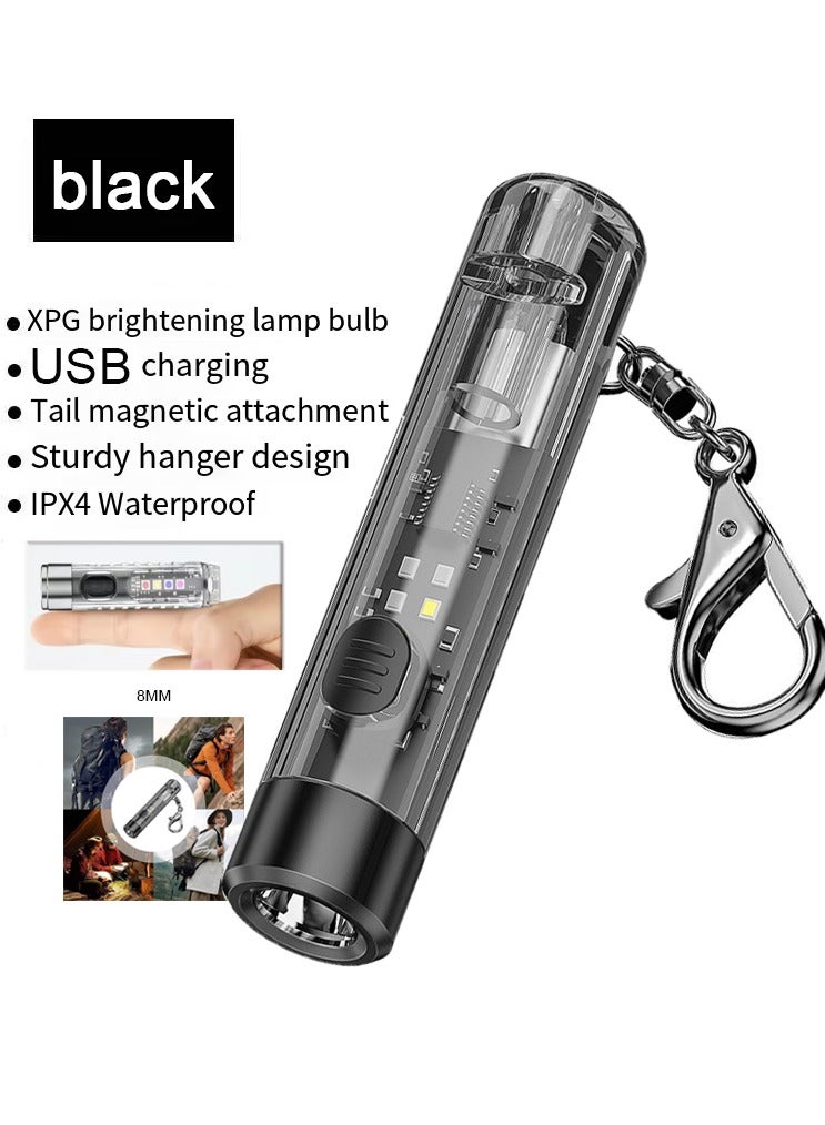 Mini LED Flashlight, 400 Lumen Keychain with Sidelight Handheld Flashlight, USB C Port Rechargeable Pocket Mini Keychain Flashlight, Suitable for Daily Use, Backpacking, Camping, and Hiking ,4 gears adjustable - Image 1