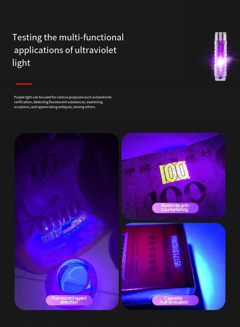 Mini LED Flashlight, 400 Lumen Keychain with Sidelight Handheld Flashlight, USB C Port Rechargeable Pocket Mini Keychain Flashlight, Suitable for Daily Use, Backpacking, Camping, and Hiking ,4 gears adjustable - Image 3