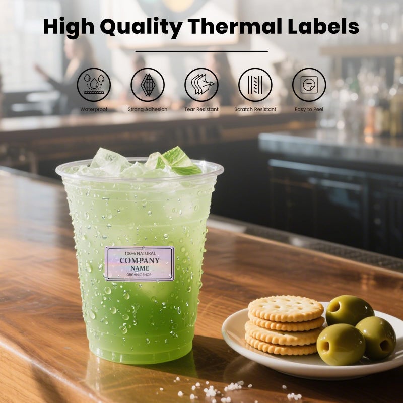 FINDAT 2X1 Inch Thermal Labels Holographic Rectangle Vinyl Stickers Self-Adhesive Waterproof Square Direct Thermal Printer Label for Gift DIY Logo Design 300 PCS - Image 4
