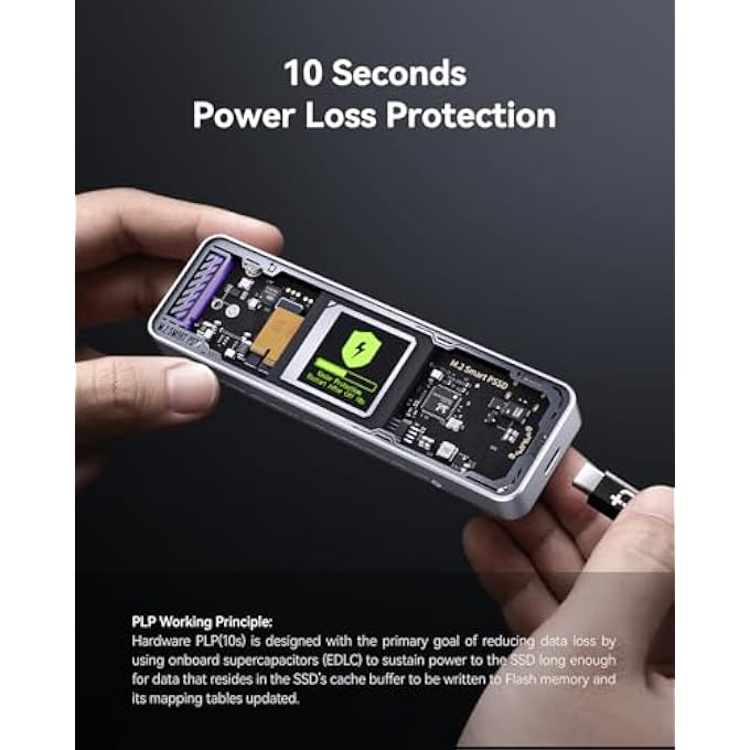 rayihni إصدار المستكشف M.2 NVME SSD حاوية، تدعم 10 ثوانٍ PLP لمنع فقدان بيانات الكتابة، USB 3.2 جين 2 نوع-C (10 جيجابت في الثانية)، تناسب NVME PCIE، الحجم 2230/2242/2260/2280، تدعم M-KEY B+M KEY UASP - Image 3