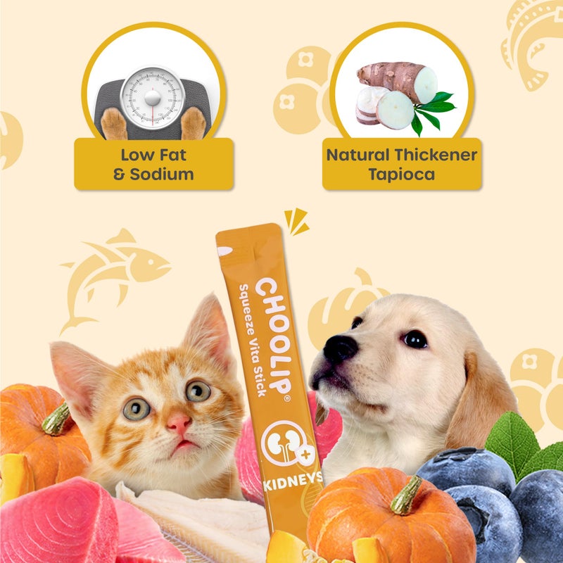Choolip Squeeze Vita Stick Lickable Cat and Dog Treats, 7-Count Kidney Support, Tuna and Pollack with Pumpkin, Blueberry and Omega-3, Grain-Free, Vet-Formulated - Image 5