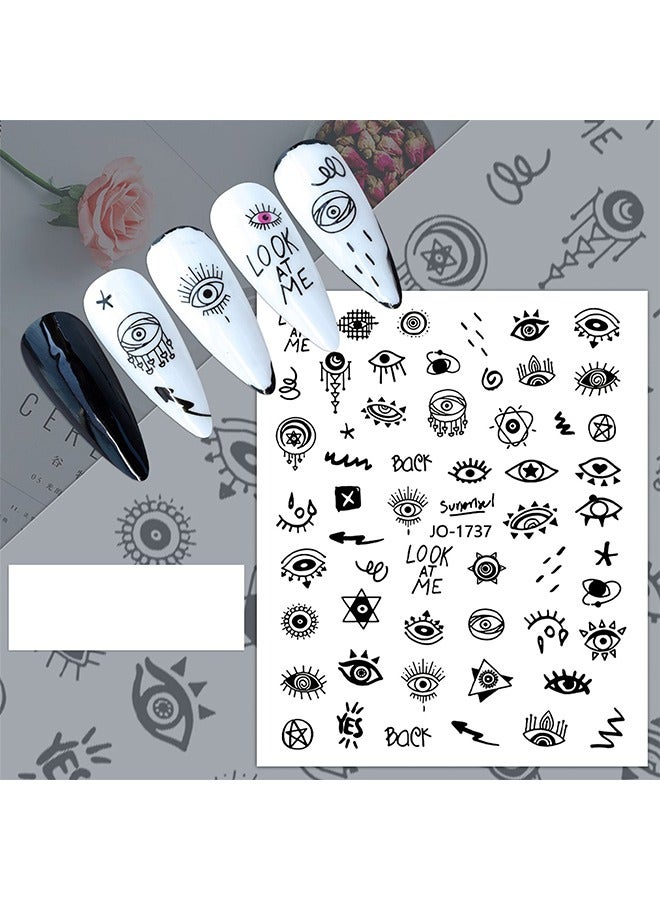 Generic 4 Sheets Evil Eye Nail Art Stickers Decals, DIY Charms Design Manicure Tips Nail Decoration, False Nails Stickers (Colorful)  - Image 2