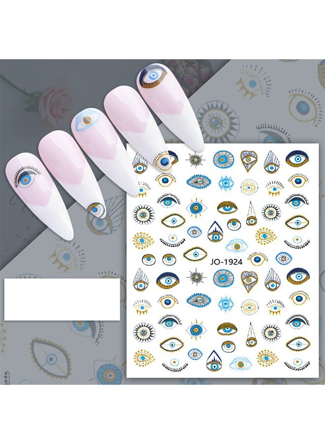 Generic 4 Sheets Evil Eye Nail Art Stickers Decals, DIY Charms Design Manicure Tips Nail Decoration, False Nails Stickers (Colorful)  - Image 3