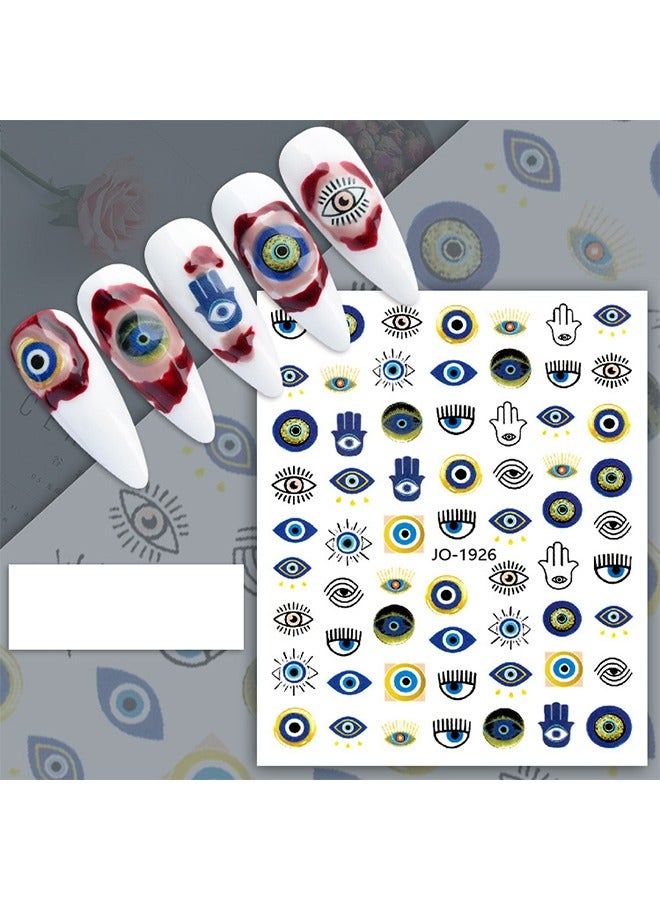 Generic 4 Sheets Evil Eye Nail Art Stickers Decals, DIY Charms Design Manicure Tips Nail Decoration, False Nails Stickers (Colorful)  - Image 4