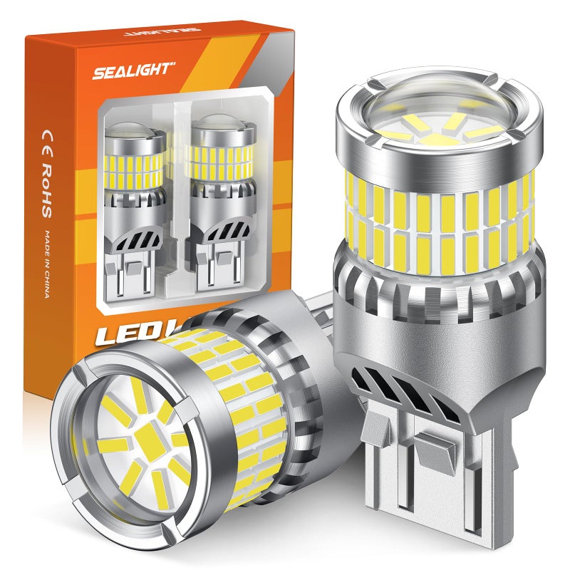 SEALIGHT 7440 7443 LED Bulbs Reverse Lights Upgraded T20 7444 7441 W21W 992 LED 56SMD with Projector Lens for Backup Tail Brake Parking Lights 6000K White Pack of 2 - Image 2