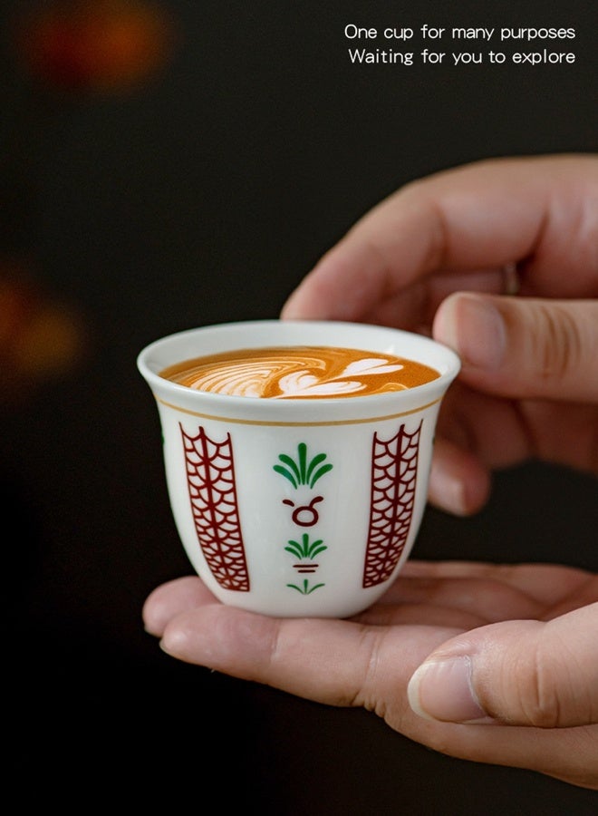 HOOPZOZA مجموعة أكواب القهوة السيراميكية HOOPZOZA 6 قطع سعة 70 مل للقهوة التركية والكابتشينو واللاتيه في علبة هدايا - Image 3