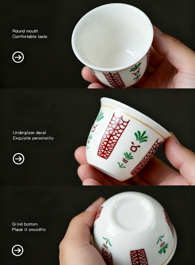 HOOPZOZA مجموعة أكواب القهوة السيراميكية HOOPZOZA 6 قطع سعة 70 مل للقهوة التركية والكابتشينو واللاتيه في علبة هدايا - Image 5