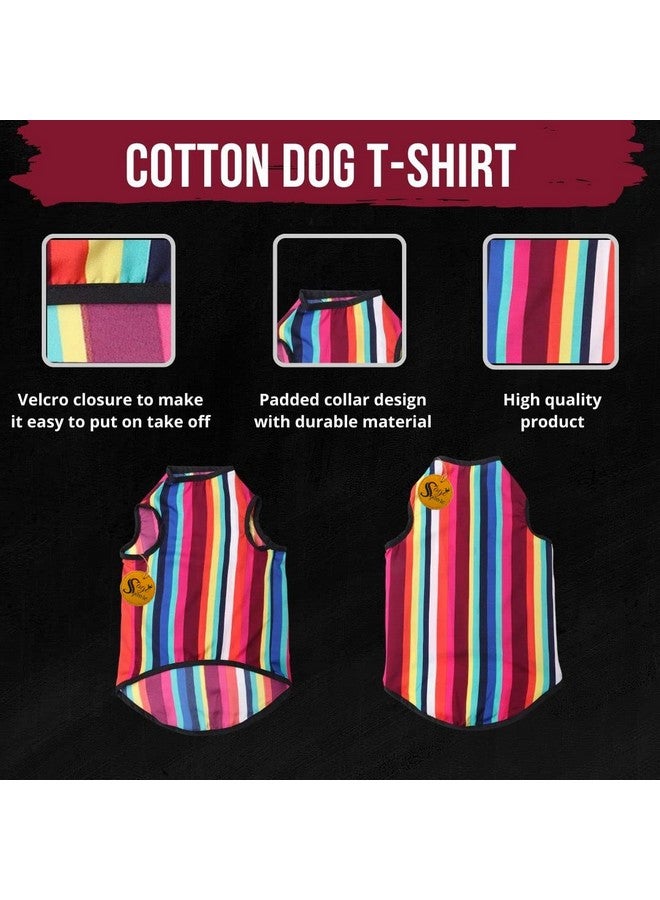 Sage Square Funky Soft Material Dog T-Shirt | Cool/Funky Print Pet | Soft Light Weight | Comfortable & Breathable Dog Clothing | Trendy Vest Outfit (Xxlarge - 28 Inch) (Colorfull Stripes Print) - Image 5