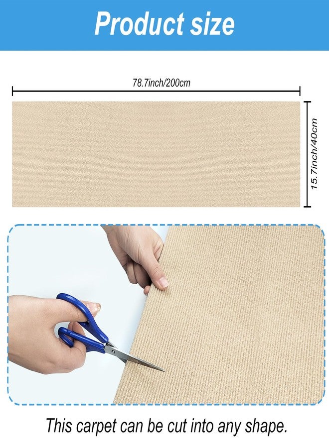 YEXEXINM Trimmable Cat Scratching Post Carpet Covered 78.7”x15.8” Self-Adhesive Cat Tree Shelves Replacement Parts Mat Cat Scratcher for Cat Tree Shelves Steps Couch Furniture DIY Protector(Beige) - Image 2