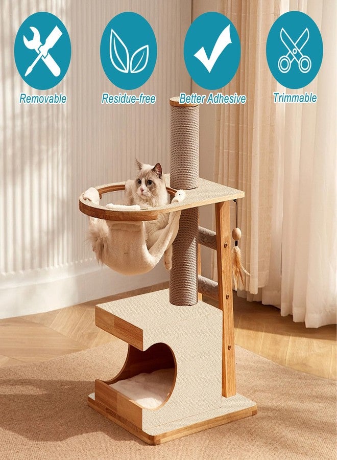 YEXEXINM Trimmable Cat Scratching Post Carpet Covered 78.7”x15.8” Self-Adhesive Cat Tree Shelves Replacement Parts Mat Cat Scratcher for Cat Tree Shelves Steps Couch Furniture DIY Protector(Beige) - Image 4