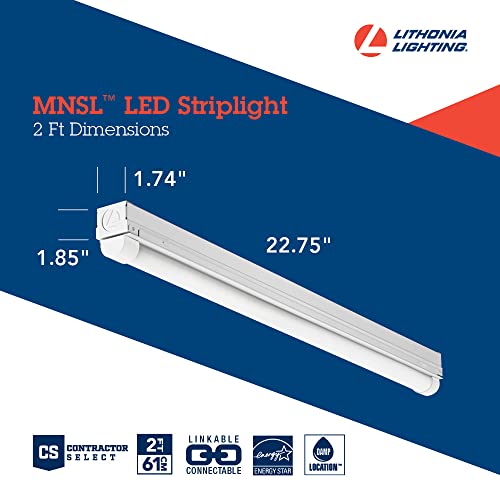 Lithonia Lighting 1 Light LED Strip Light, 2 Foot LED Ceiling Lighting Fixture, 1250 Lumens, 4000K, 80CRI, 11W, Kitchen and Garage Use (MNSL L23 1LL MVOLT 40K 80CRI M6) - Image 5