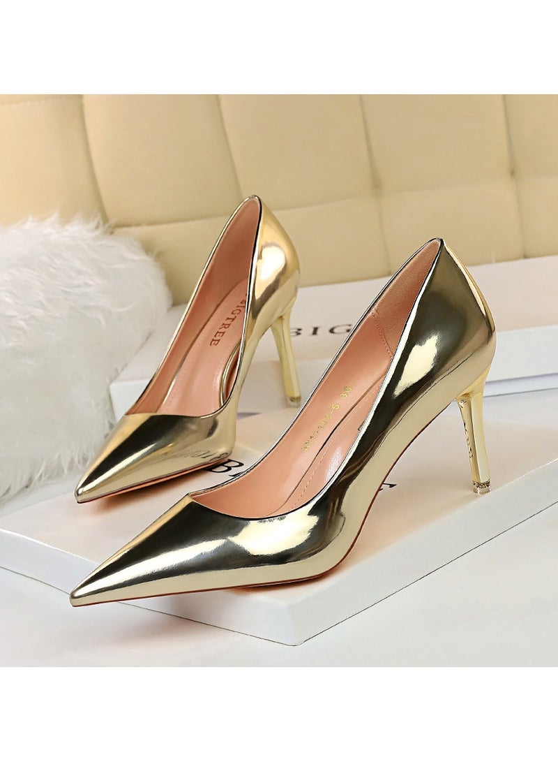 BIGTREE 2024 New Design Metallic heels Shoe Women Pointed Toes High Heel Shoes 7.5cm - Image 1