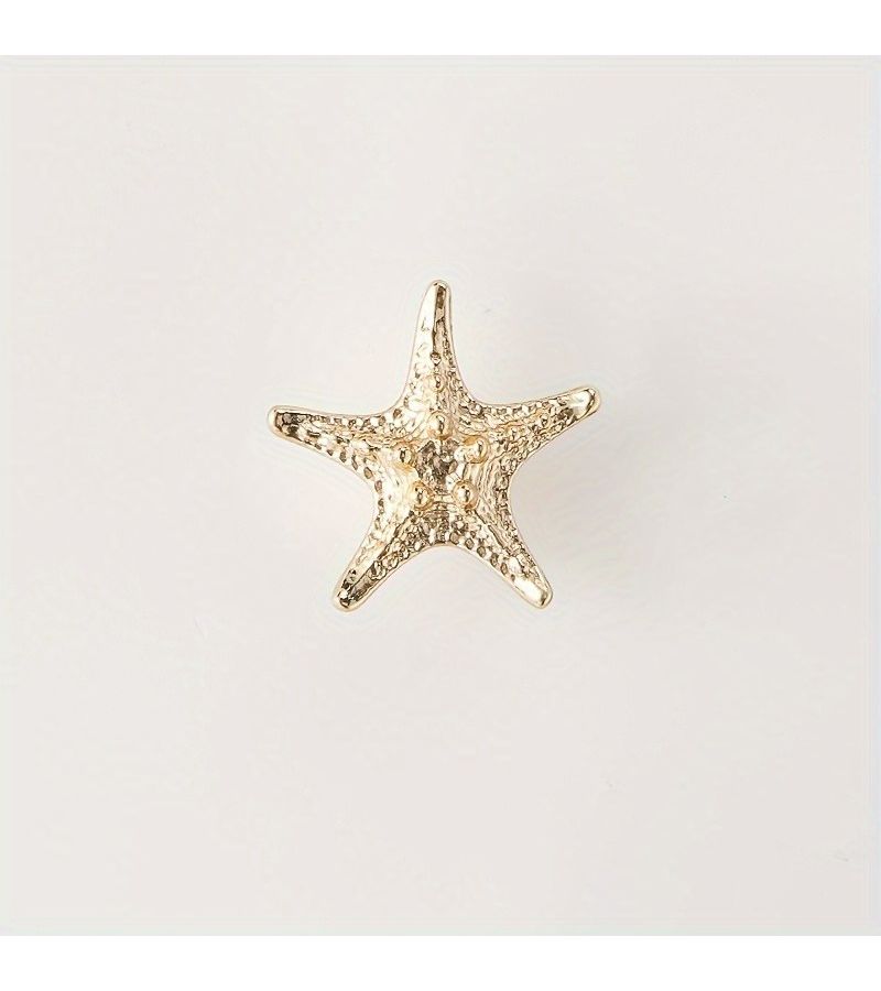 Golden Starfish Cabinet Handles Polished Metal Drawer Pulls Decorative Knobs Single Hole Home Kitchen - Image 5