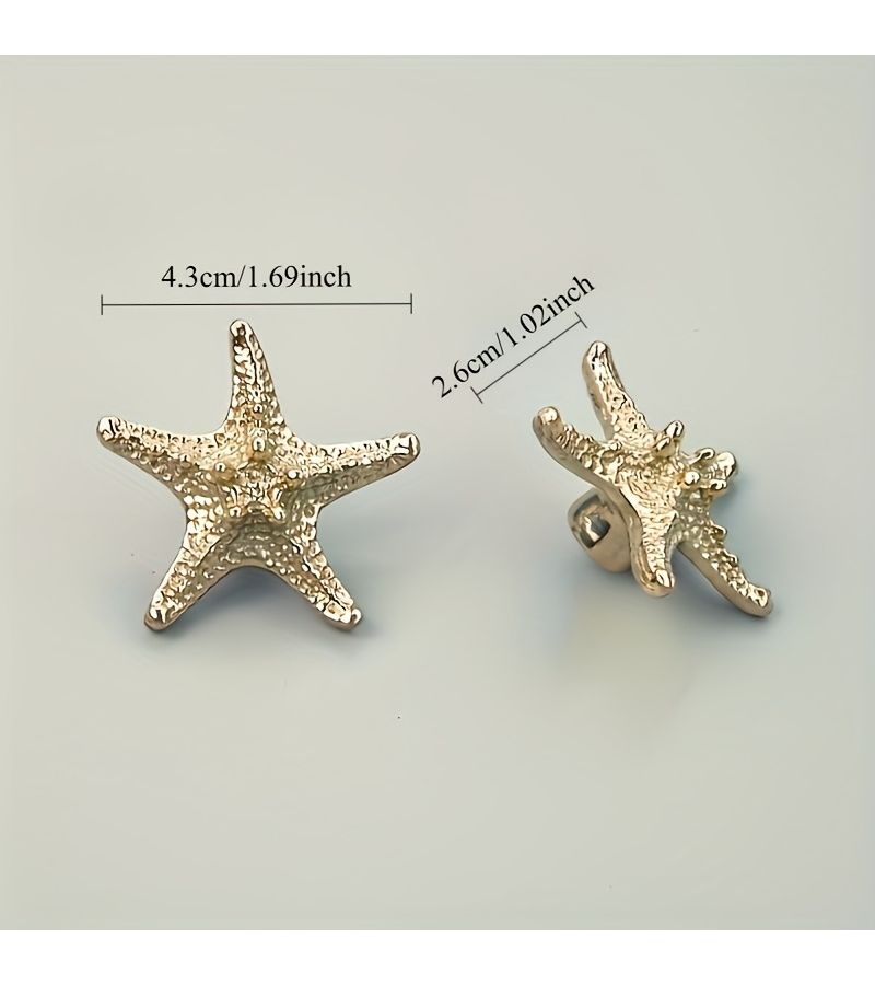 Golden Starfish Cabinet Handles Polished Metal Drawer Pulls Decorative Knobs Single Hole Home Kitchen - Image 2