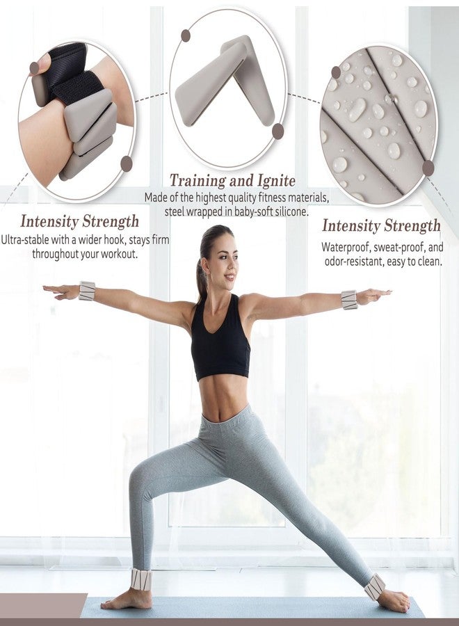 Vinsot Wrist and Ankle Weights for Women Men Set of 4(1 lb Each) adjustable Arm Leg Silicone Weighted Wristbands Bracelets for Pilates Yoga Gym Workout Running Walking Strength Training(Beige) - Image 3