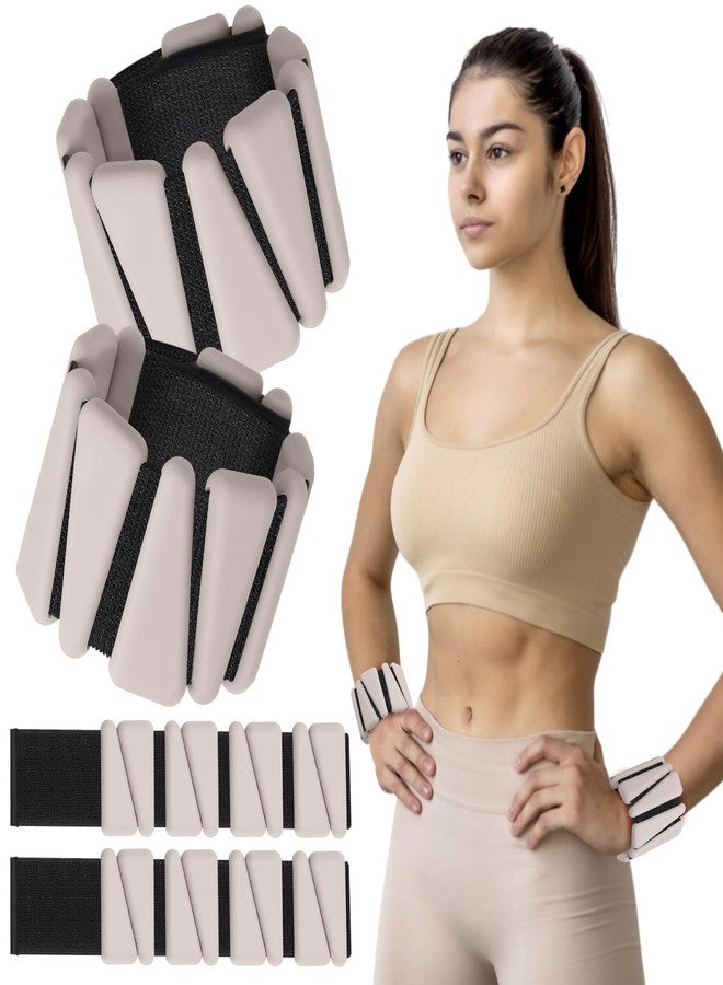 Vinsot Wrist and Ankle Weights for Women Men Set of 4(1 lb Each) adjustable Arm Leg Silicone Weighted Wristbands Bracelets for Pilates Yoga Gym Workout Running Walking Strength Training(Beige) - Image 1