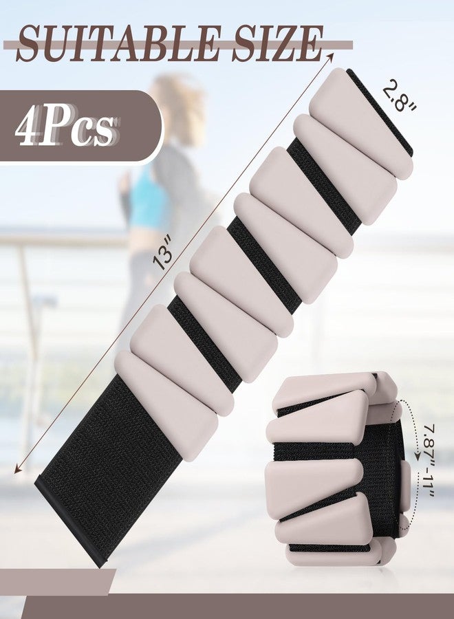 Vinsot Wrist and Ankle Weights for Women Men Set of 4(1 lb Each) adjustable Arm Leg Silicone Weighted Wristbands Bracelets for Pilates Yoga Gym Workout Running Walking Strength Training(Beige) - Image 2