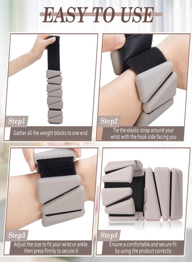 Vinsot Wrist and Ankle Weights for Women Men Set of 4(1 lb Each) adjustable Arm Leg Silicone Weighted Wristbands Bracelets for Pilates Yoga Gym Workout Running Walking Strength Training(Beige) - Image 4