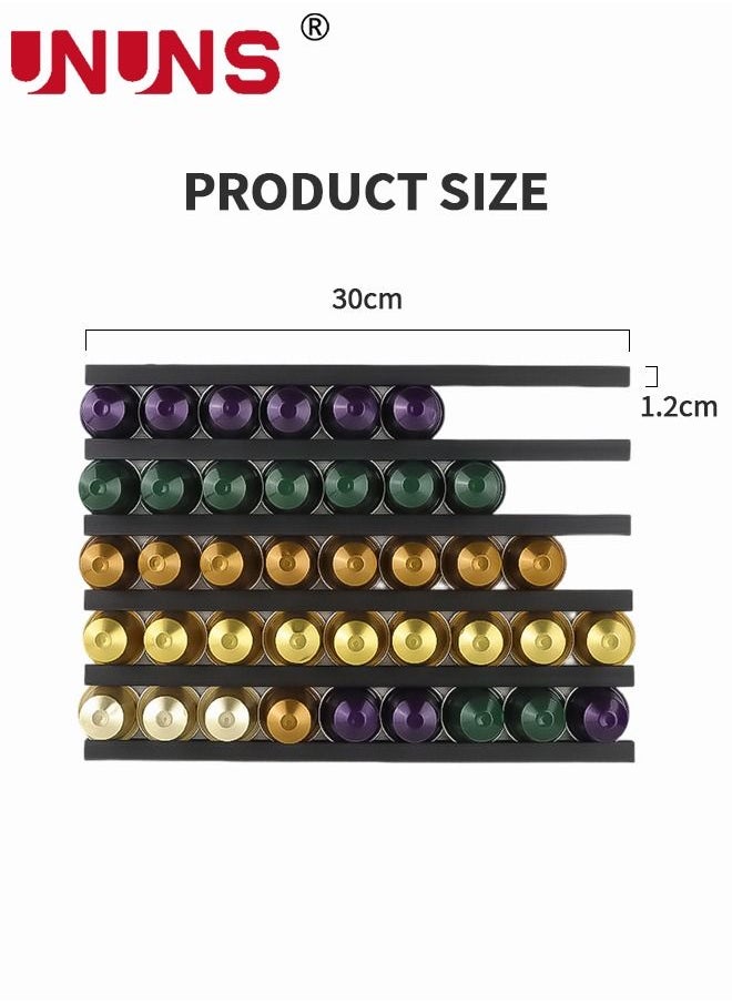 UNUNS - Wall-mounted Coffee Pod Holder,6-Pack Coffee Pod Counter Storage Strips For Nespresso Vertuo Capsules,Self-adhesive DIY Coffee Pod Holder - Image 1
